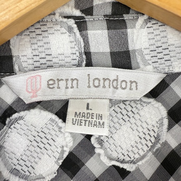 Erin London Womens Relaxed Fit Button Up 3/4 Sleeve Shirt Textured‎ Artsy Size L - Picture 3 of 9